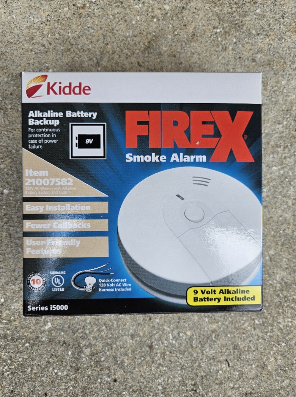 Kidde Firex i5000 120V AC Wire-in with 9V Battery Backup Smoke Alarm (21007582)